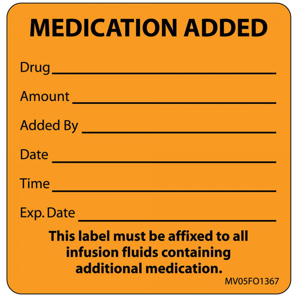 Label Paper Removable Medication Added 1" Core 2 7/16" X 2 1/2" Fl. Orange 400 Per Roll