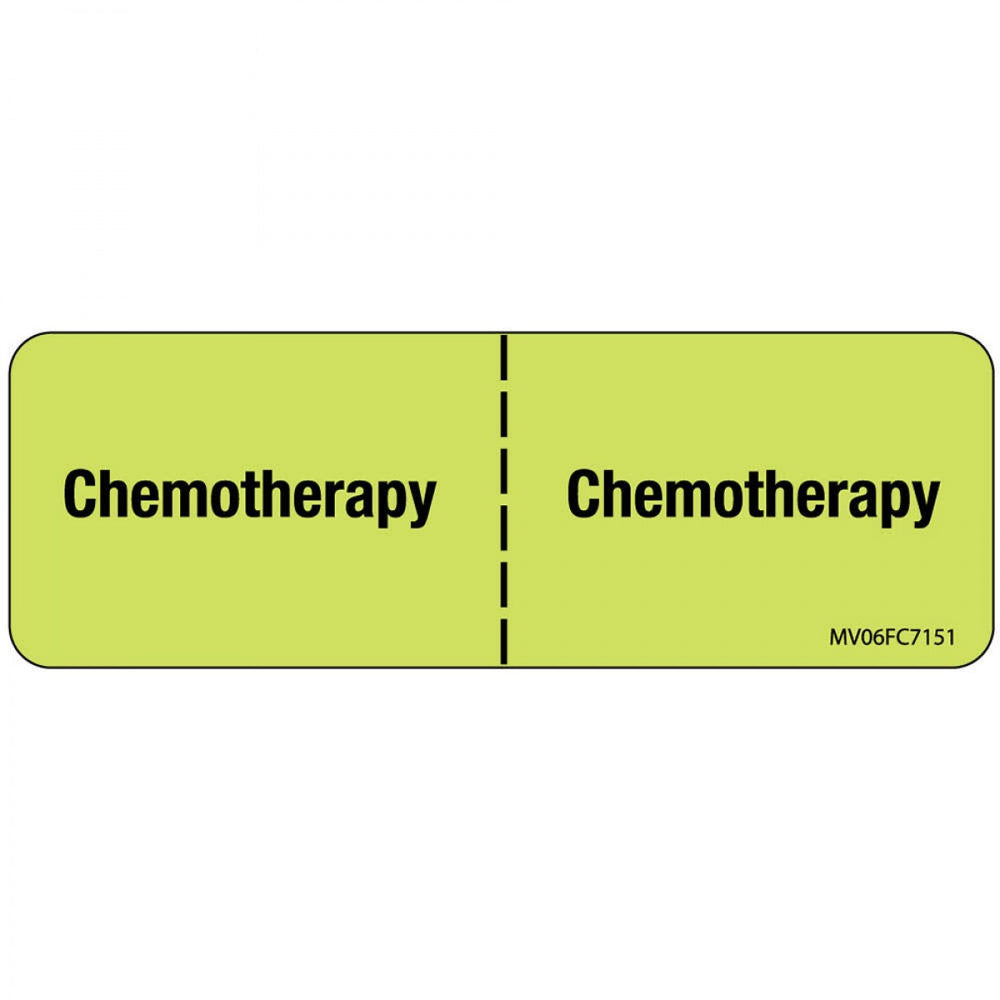 Label Paper Removable Chemotherapy : 1" Core 2 15/16" X 1 Fl. Chartreuse 333 Per Roll