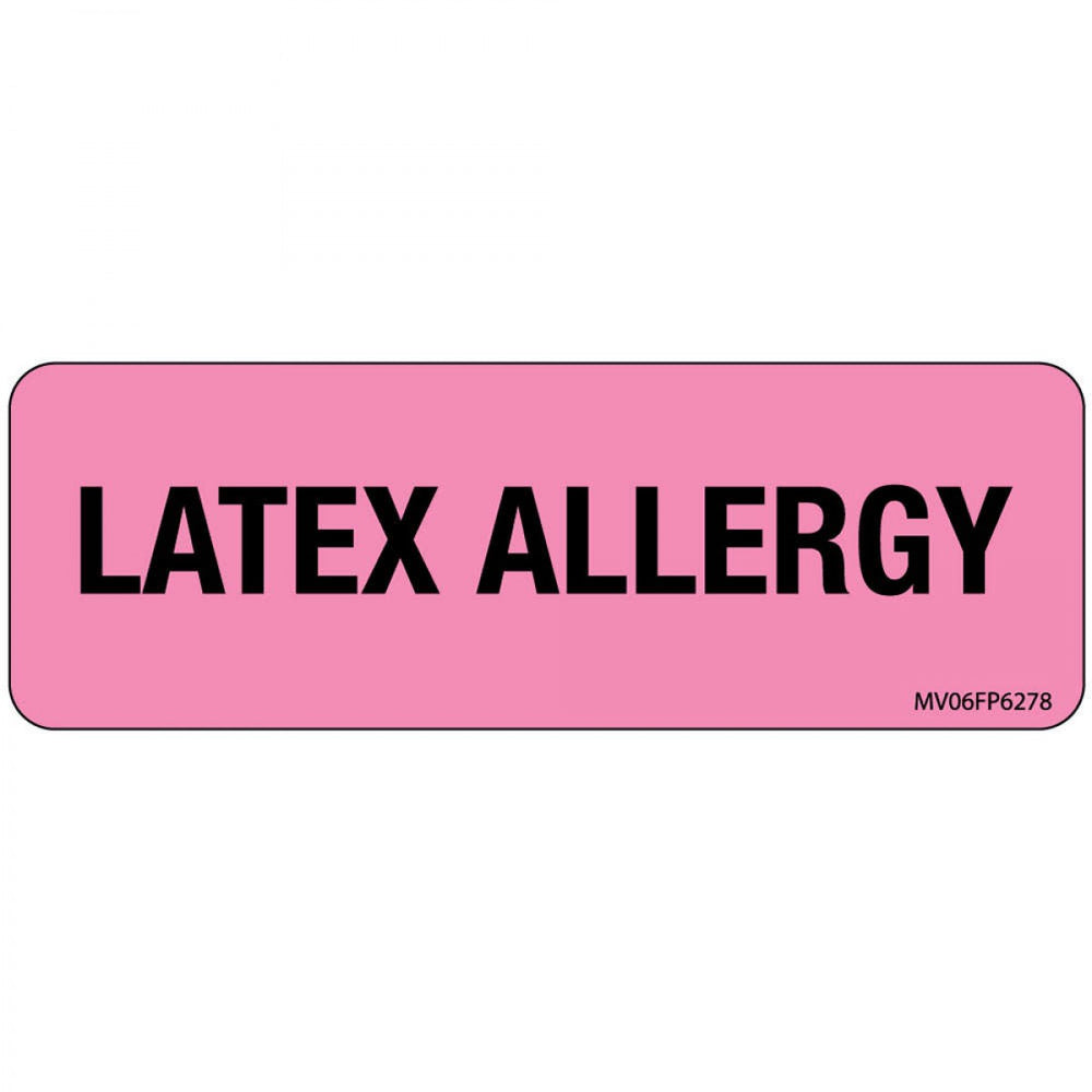 Label Paper Removable Latex Allergy 1" Core 2 15/16" X 1 Fl. Pink 333 Per Roll