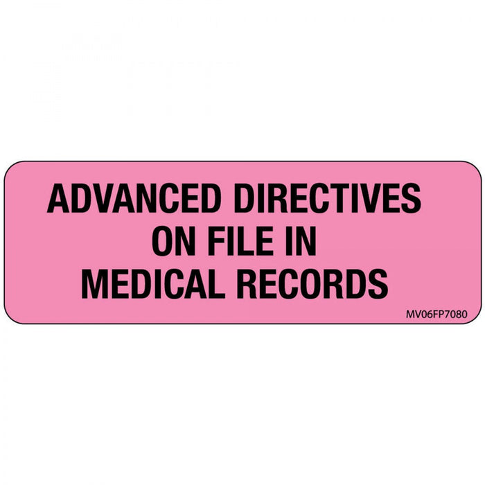 Label Paper Removable Advanced Directives 1" Core 2 15/16" X 1 Fl. Pink 333 Per Roll