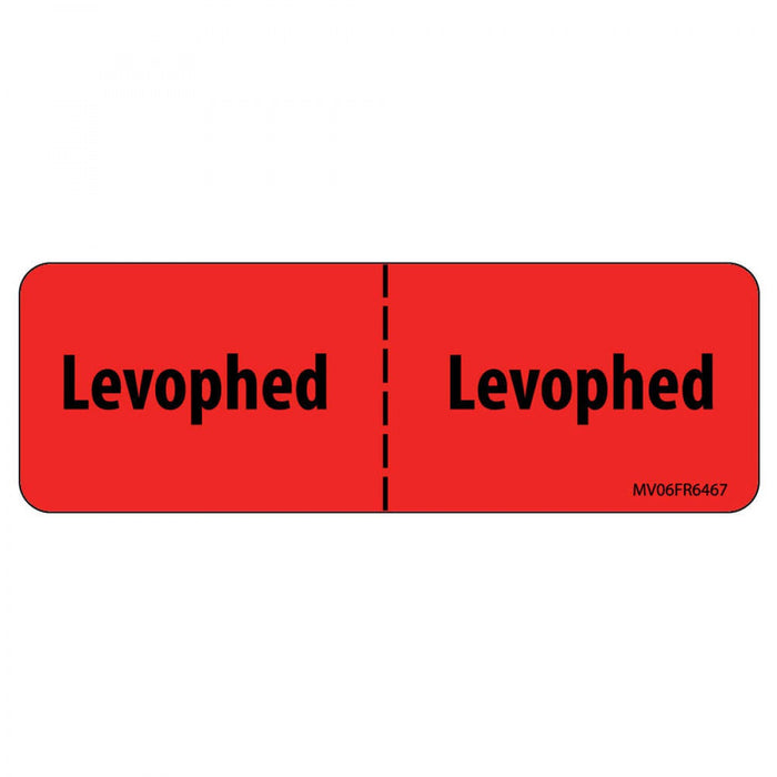 Label Paper Permanent Levophed : Levophed 1" Core 2 15/16" X 1 Fl. Red 333 Per Roll