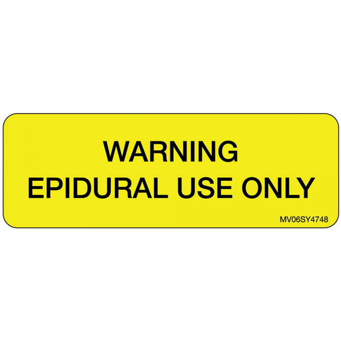 Label Paper Permanent Warning Epidural Use 1" Core 2 15/16" X 1 Yellow 333 Per Roll