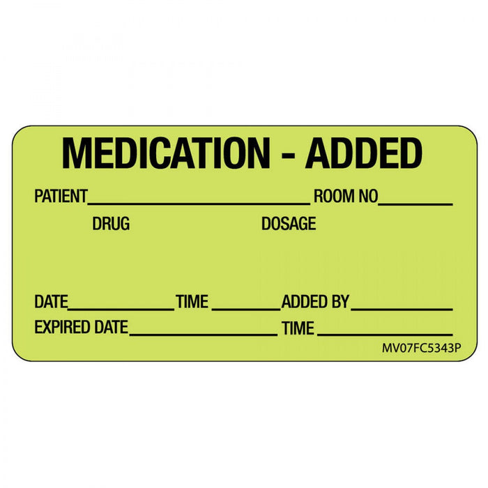 Label Paper Permanent Medication - Added 1" Core 2 15/16" X 1 1/2" Fl. Chartreuse 333 Per Roll