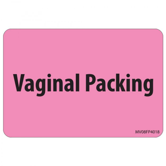 Label Paper Removable Vaginal Packing 1" Core 2" 15/16" X 2 Fl. Pink 333 Per Roll