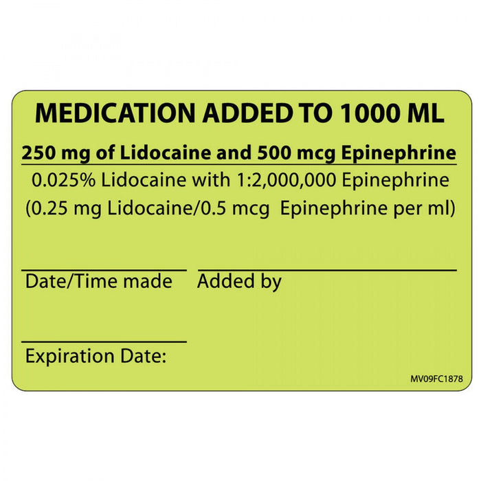 Label Paper Removable Medication Added To 1" Core 4" X 2 5/8" Fl. Chartreuse 375 Per Roll