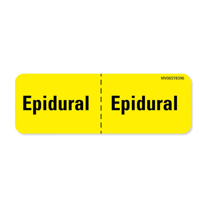 Label Paper Permanent Epidural : Epidural 1" Core 2 15/16" X 1 Yellow 333 Per Roll