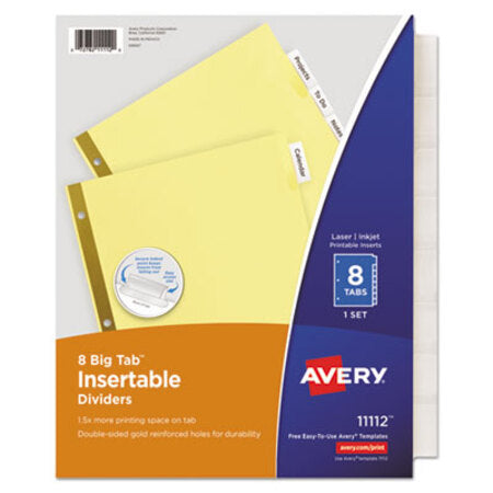 Avery 8-Tab Binder Dividers - BINDER DIVIDERS, 11X8.5, 8 TAB / ST - 11112