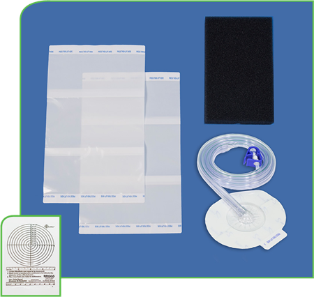 DeRoyal Standard Foam Kits - Black Foam Wound Kit with 3 Transeal Triple Release Drapes, 8" x 12", 1 Thin Helix Cut Black Foam, 25 cm x 15 cm x 1.5 cm, TopDraw Suction Dome, Size L - NP-0517