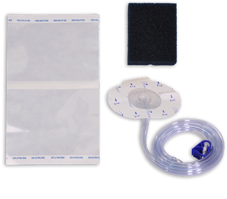 DeRoyal Standard Foam Kits - Black Foam Wound Kit with 2 Transeal Triple Release Drapes, 8" x 12", 1 Dermanet AG+ 8" x 8" Dressing, 1 Black Foam Square, 20 cm x 12.5 cm x 3 cm, Size M - NP-0506