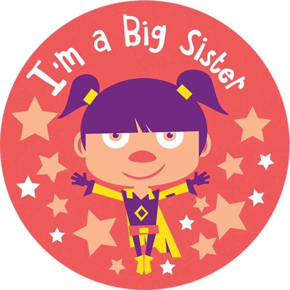 Imprint: I'M A Big Sister Adhesive Type: Removable Color: Pink Size: 2" Circle Quantity: 250/Roll