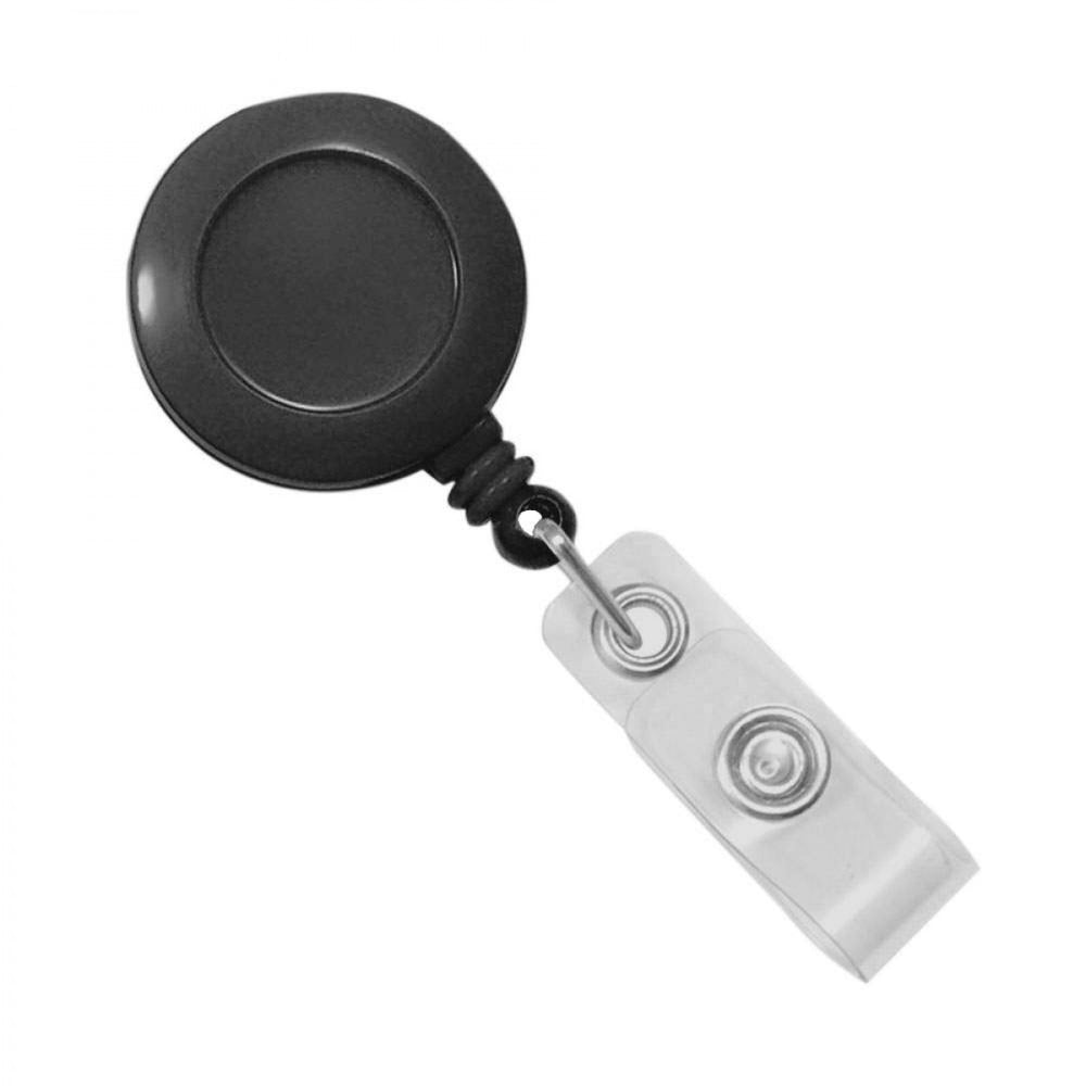 Badge Reel 1-1/4" Circle Plastic Black 25/Pack