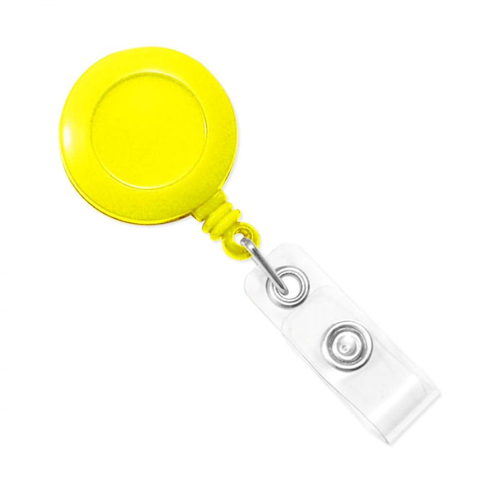 Badge Reel 1-1/4" Circle Plastic Yellow 25/Pack