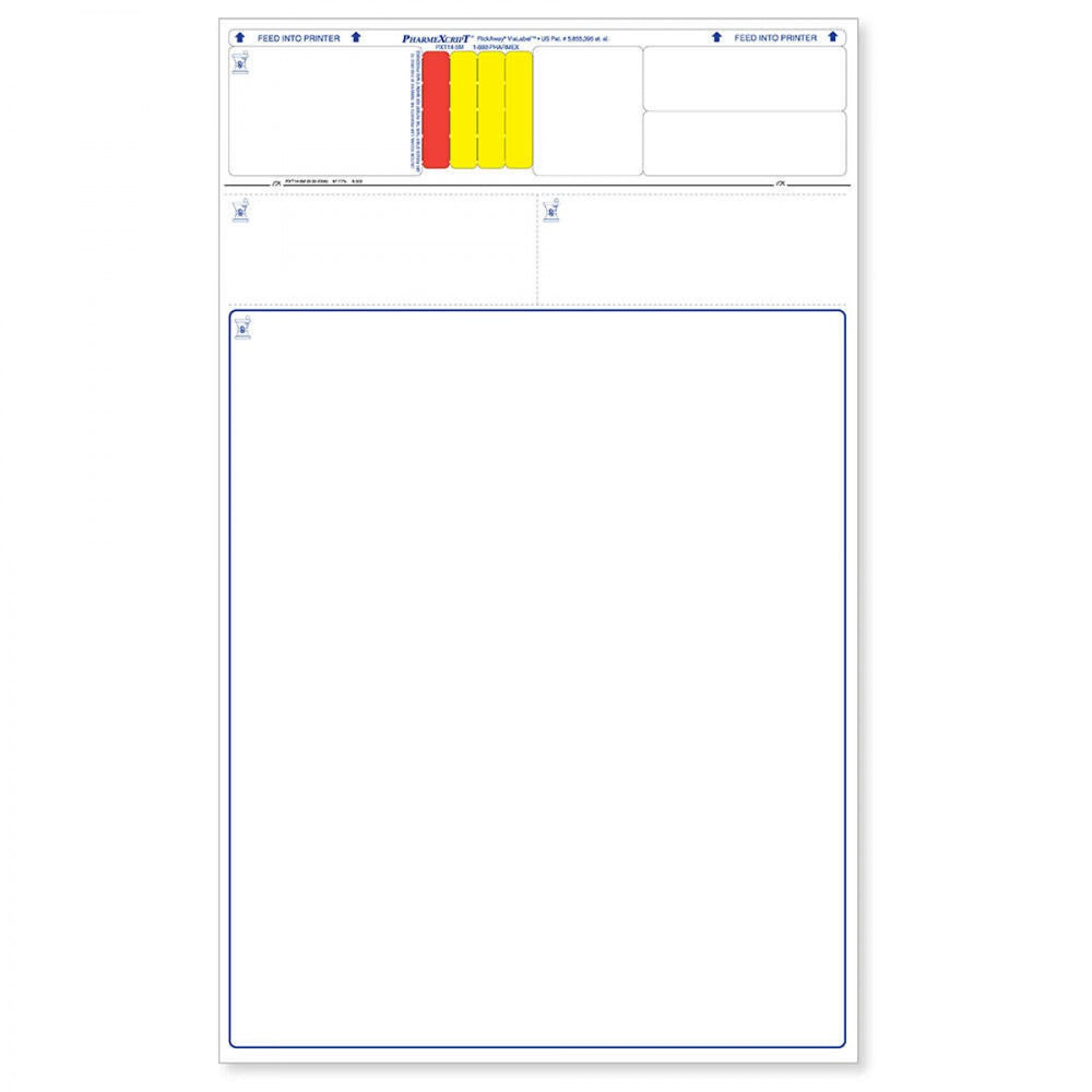 Pharmexcript Paper/Label Form With Patented Flickaway Technology Laser Permanent 8 1/2 " X 14" White 1000 Per Box