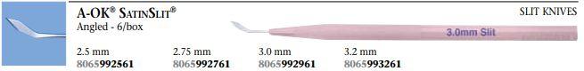 Alcon Labs A-OK SatinSlit Knives - Satin Slit Full-Handle Knife, Angled, 3.0 mm - 8065992961