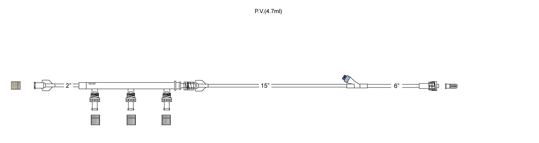 Codan US Pressure-Activated Valve Extension Sets - Pressure Activated 3-Valve Extension Set, 31" - W21134