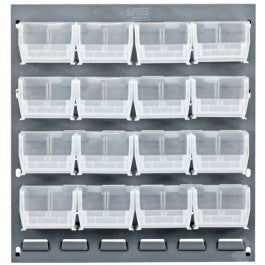 PANEL, LOUVERED, GRAY, 18"X19", W/16CLR BINS