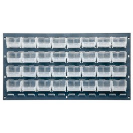 Quan ClearStack&HangBins w/LouverPnls - PANEL, LOUVERED, GRAY, 36"X19", W/32CLR BINS - QLP-3619-210-32CL