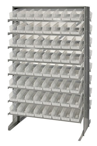 RACK, BENCH, SLOPED, 128CLR BINS, 24"X36"X60