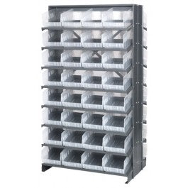 RACK, BENCH, STEEL, 64CLR BINS, 24"X36"X60"