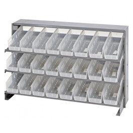 RACK, BENCH, SLOPED, 24CLR BINS, 12"X36"X21"