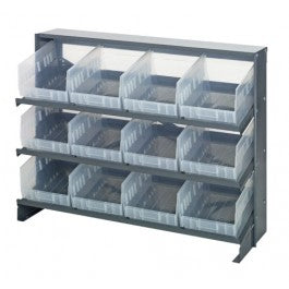 RACK, BENCH, STEEL, 12CLR BINS, 12"X36"X21"