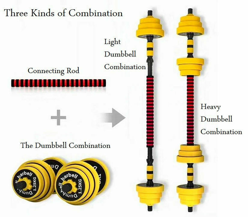 MTrendy Adjustable Dumbbell Weight Set Pair Convertible to Barbell