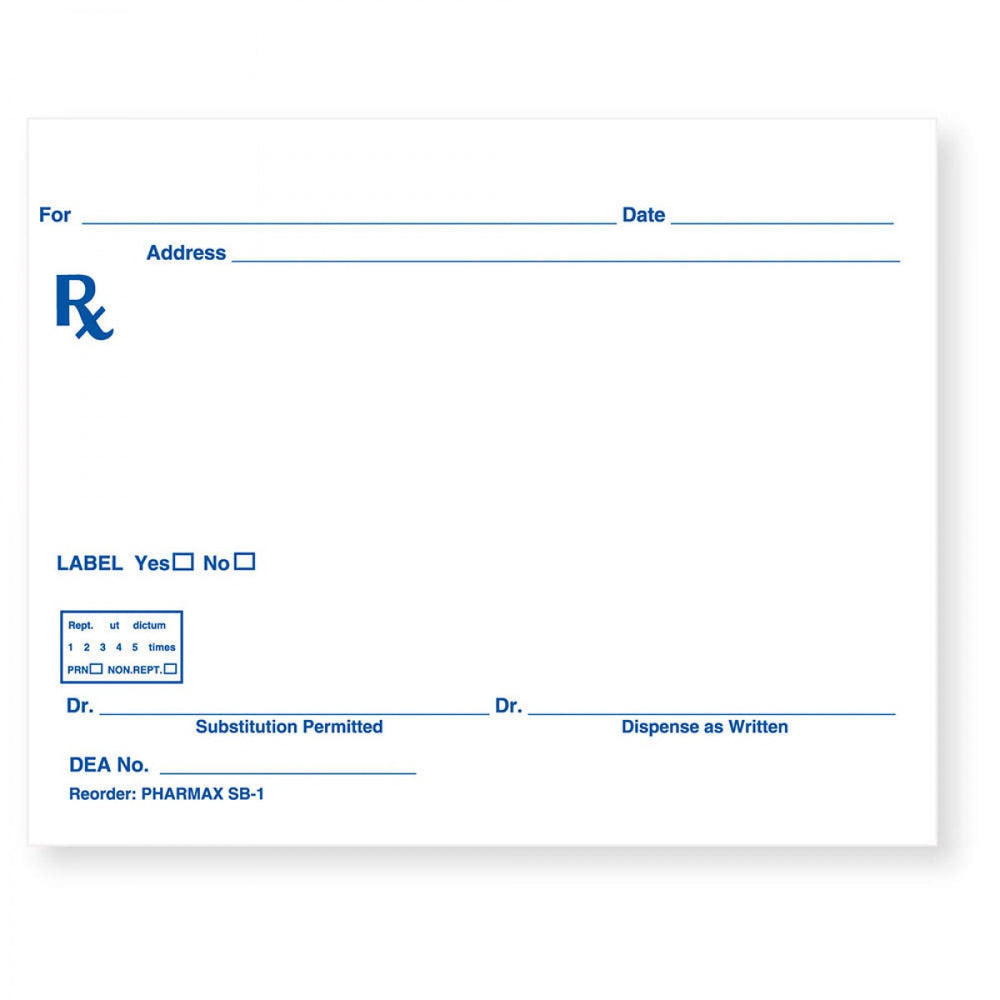 Prescription Pad Paper 5" X 4" White 1000 Per Package