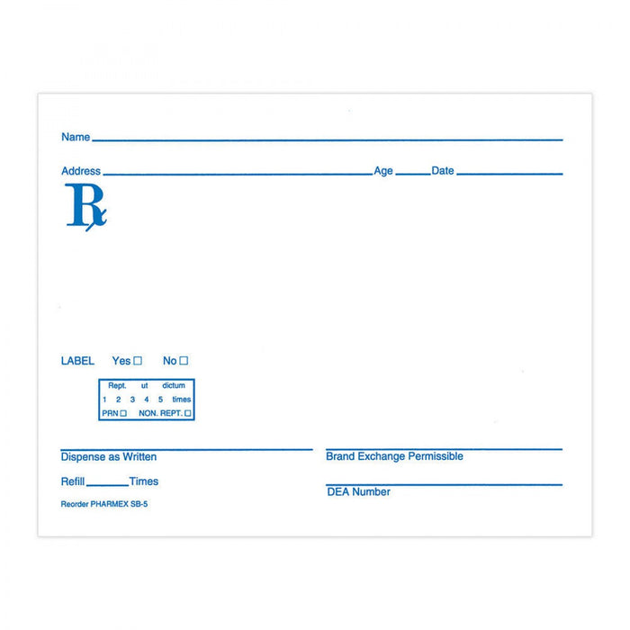 Prescription Pad Paper 5" X 4" White 1000 Per Package