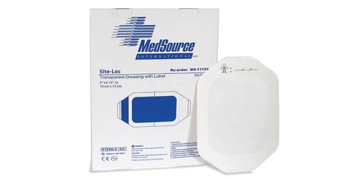 MedSource Site-Loc Transparent Dressing - Site-Loc Plastic Neuro Dressings, 4" x 4.75" - MS-11124