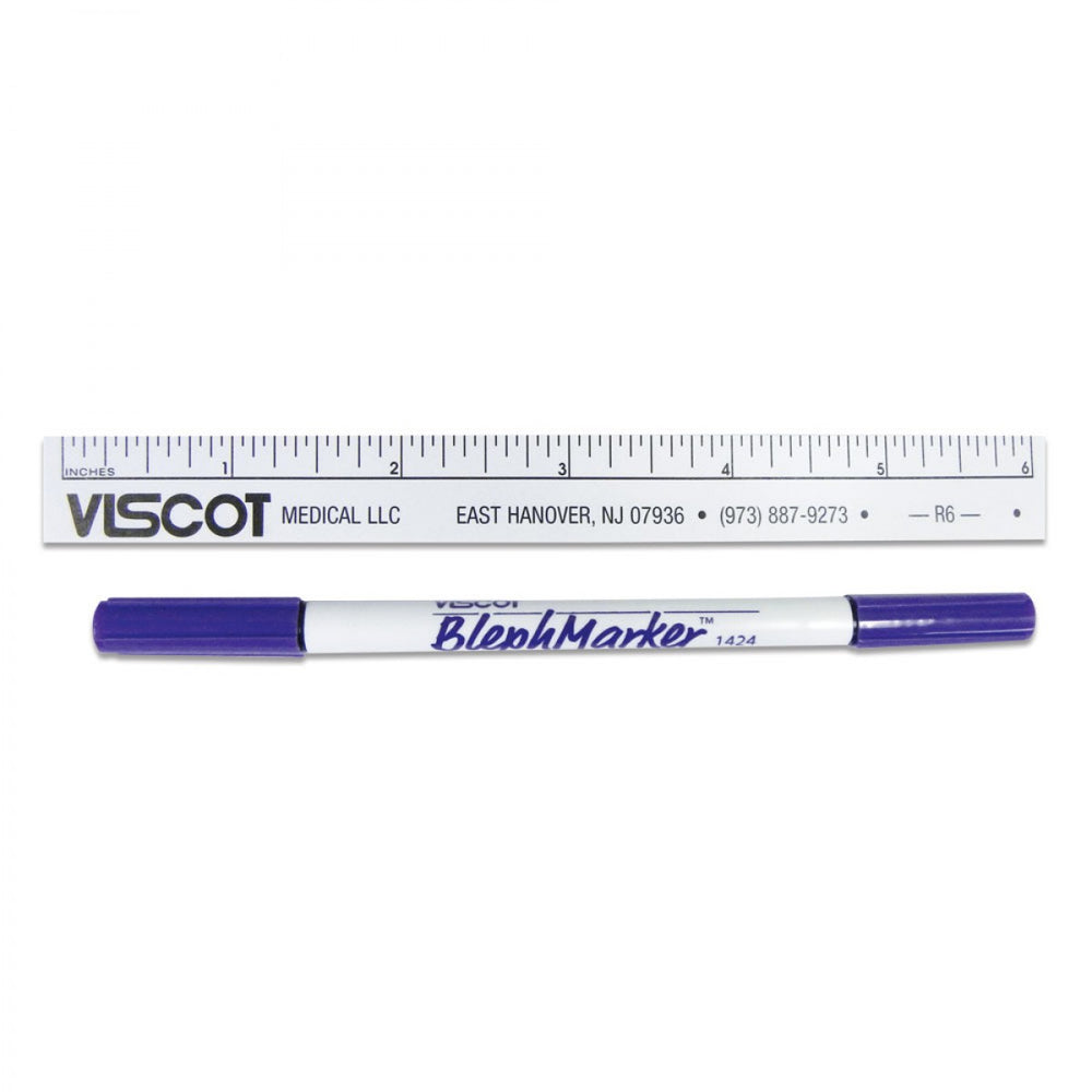 Skin Marking Pen Dual-Tip Blephmarker | Ultrafine And Fine Tip | Includes Ruler | Sterile Gentian Violet 100 Per Case