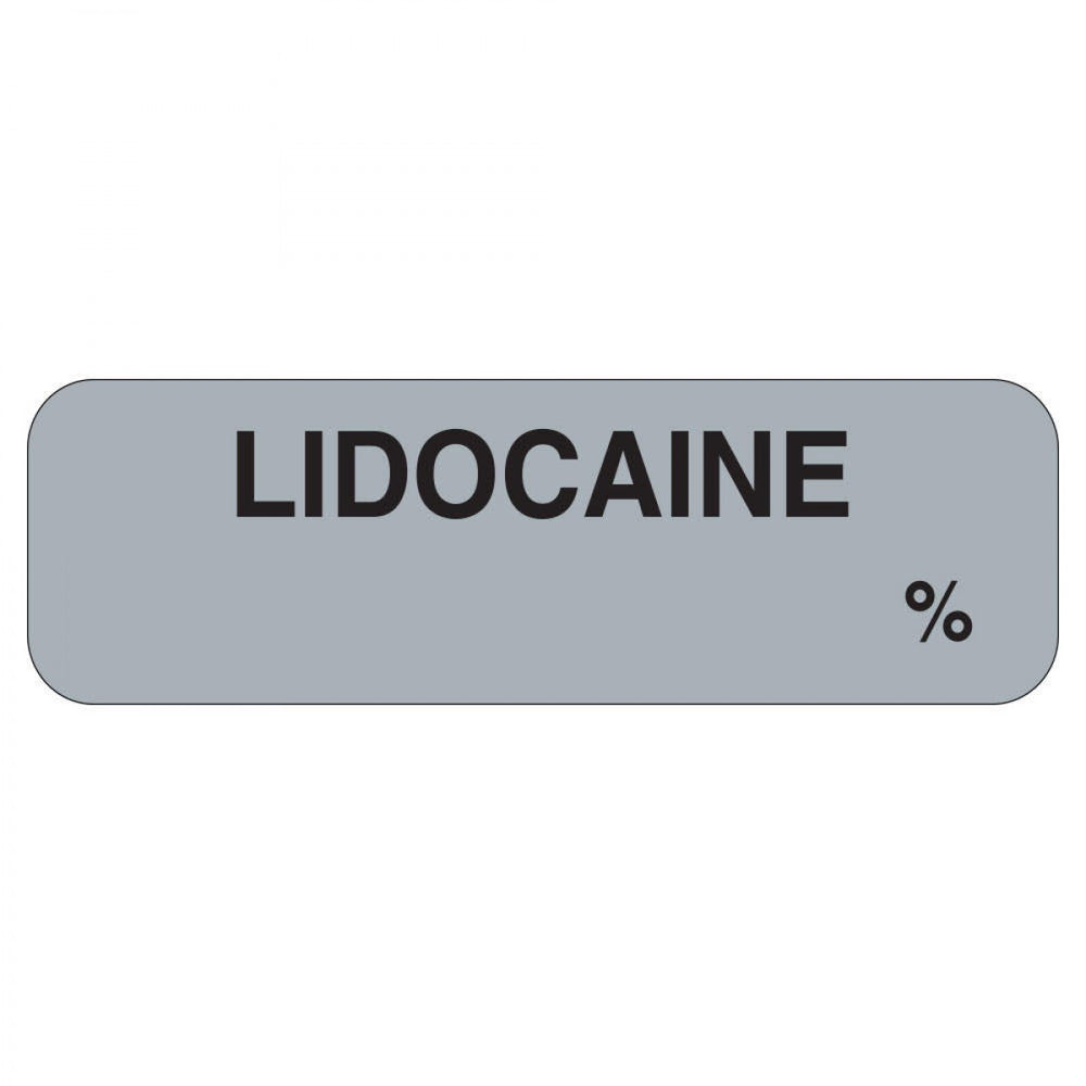 Anesthesia Label Paper Permanent Lidocaine % 1 1/4" X 3/8" Gray 1000 Per Roll