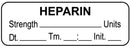 Medical Use Labels - Anesthesia Label, Heparin Units Date Time Initial, 1-1/2" x 1/2"