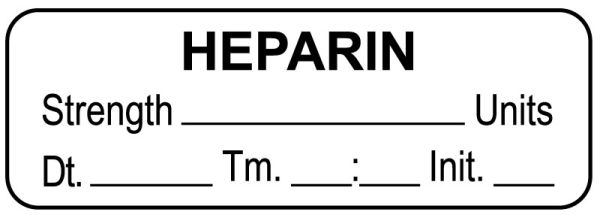 Medical Use Labels - Anesthesia Label, Heparin Units Date Time Initial, 1-1/2" x 1/2"