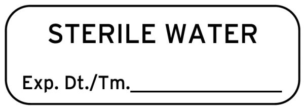 Medical Use Labels - Anesthesia Label, Sterile Water, 1-1/2" x 1/2"