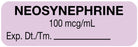 Medical Use Labels - Anesthesia Label, Neosynephrine 100 mcg/mL, 1-1/2" x 1/2"