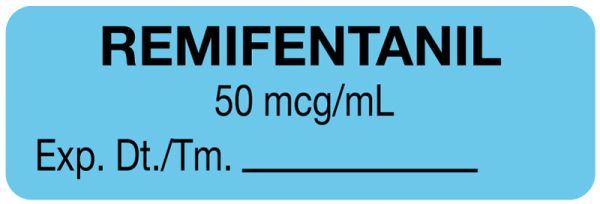 Medical Use Labels - Anesthesia Label, Remifentanil 50mcg/mL, 1-1/2" x 1/2"