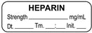 Medical Use Labels - Anesthesia Label, Heparin mg/mL Date Time Initial, 1-1/2" x 1/2"