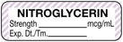 Medical Use Labels - Anesthesia Label, Nitroglycerine mcg/mL, 1-1/2" x 1/2"