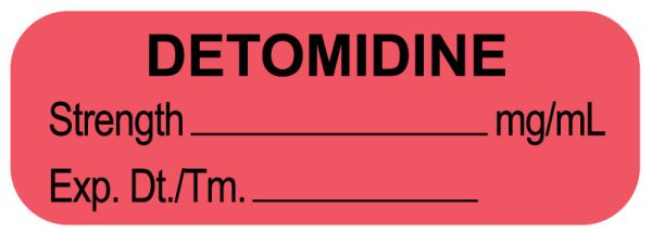 Medical Use Labels - Anesthesia Label, Detomidine mg/mL, 1-1/2" x 1/2"