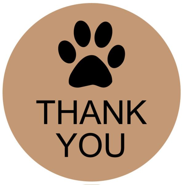 Medical Use Labels - Thank You Paw Print Label, 1-1/2" Dia