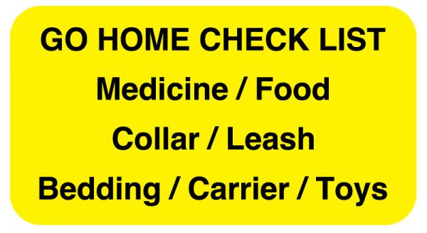 Medical Use Labels - GO HOME, Boarding and Grooming Care Label, 1-5/8" x 7/8"