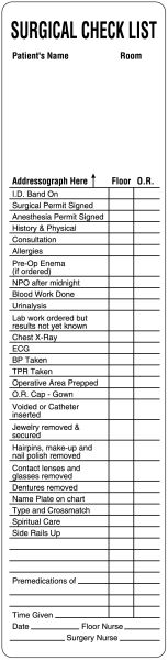 Medical Use Labels - Surgical Checklist Label, 8" x 2"