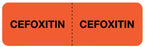 Medical Use Labels - CEFOXITIN I.V. Line Identification Label, 3" x 7/8"