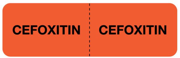 Medical Use Labels - CEFOXITIN I.V. Line Identification Label, 3" x 7/8"