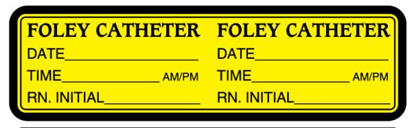 Medical Use Labels - FOLEY CATHETER, 3" x 7/8"