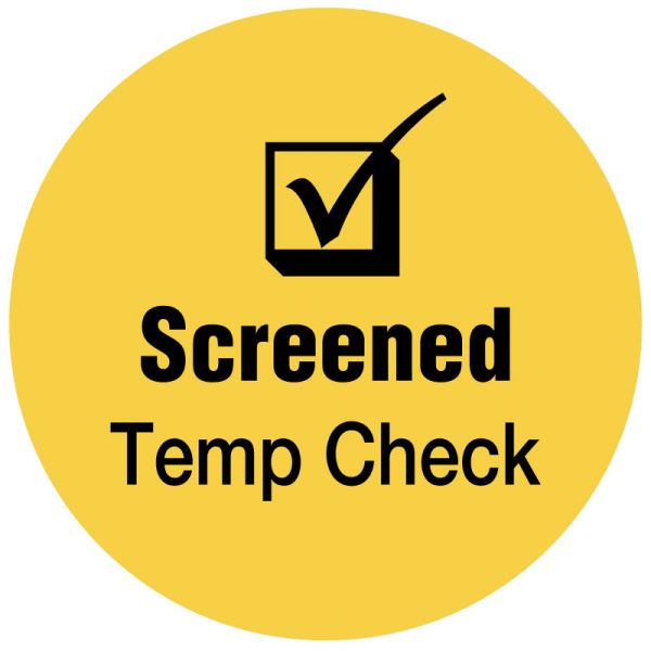 Medical Use Labels - SCREENED TEMP CHECK, Yellow, 3/4" Dia.