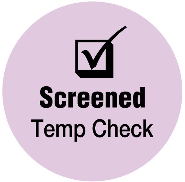 Medical Use Labels - SCREENED TEMP CHECK, Violet, 3/4" Dia.