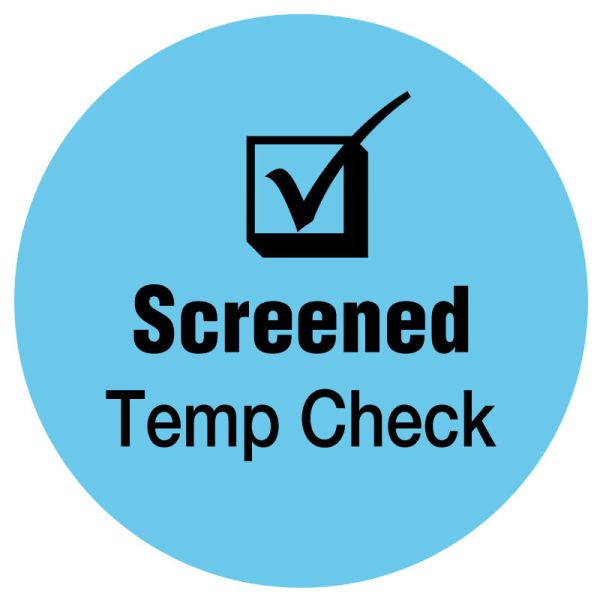 Medical Use Labels - SCREENED TEMP CHECK, Blue, 3/4" Dia.