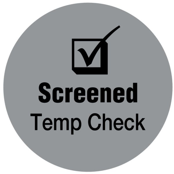 Medical Use Labels - SCREENED TEMP CHECK, Gray, 3/4" Dia.