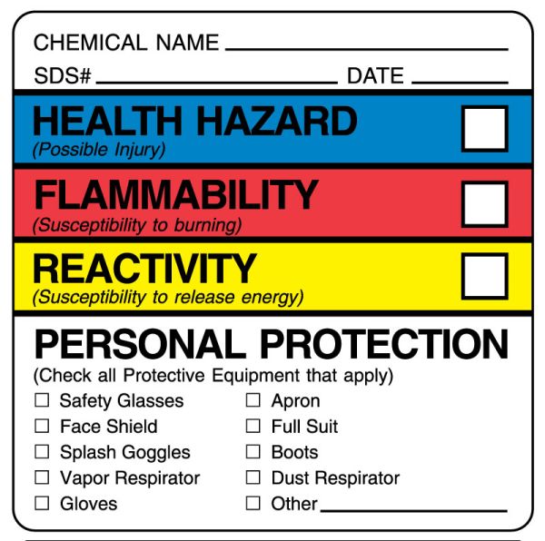 Medical Use Labels - Chemical Hazard Label, 2-1/4" x 2-1/4"